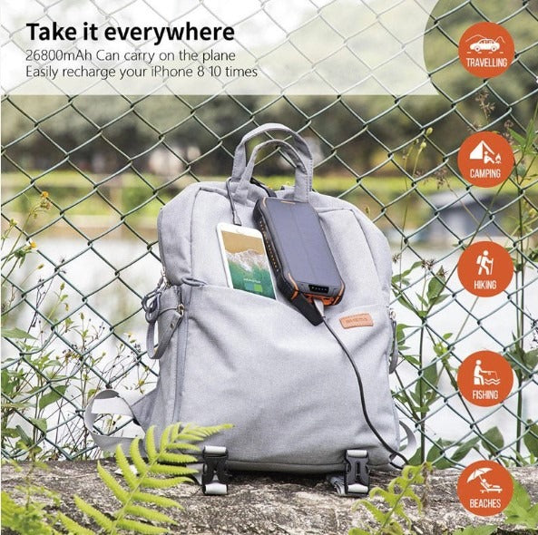 Portable Solar Power Bank (26800mAh - 99Wh)