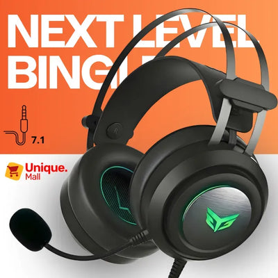 PRO II RGB Gaming Headphones with Noise Cancelling Mic, 7.1 Surround Sound, Super Bass, Vibration, Soft Memory Foam Ear Cushions, for PC, PS4, Mobile, Laptop, and Gaming Consoles - Unique Mall