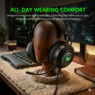 PRO II RGB Gaming Headphones with Noise Cancelling Mic, 7.1 Surround Sound, Super Bass, Vibration, Soft Memory Foam Ear Cushions, for PC, PS4, Mobile, Laptop, and Gaming Consoles - Unique Mall